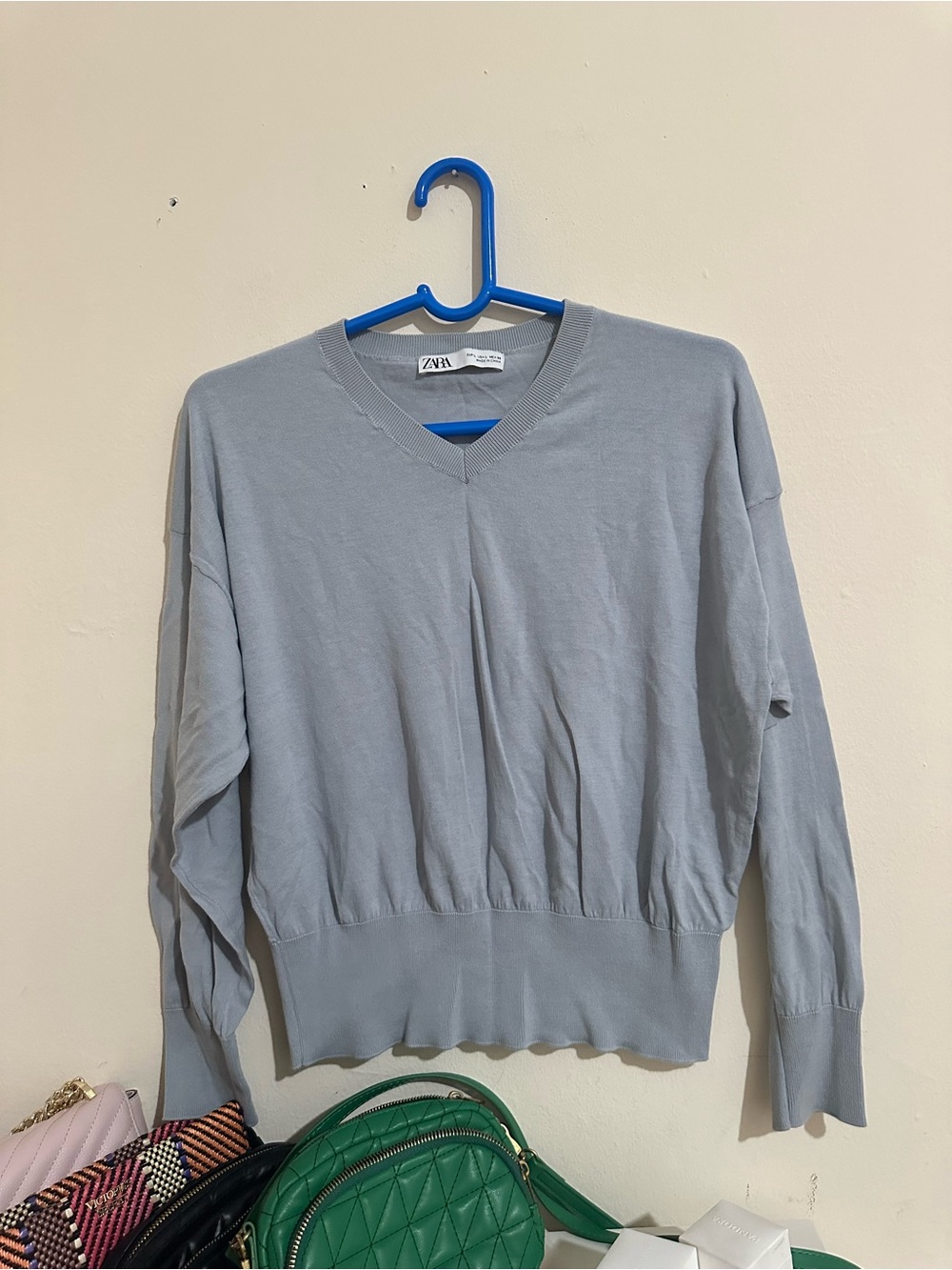 Zara Light Blue V-Neck Sweater